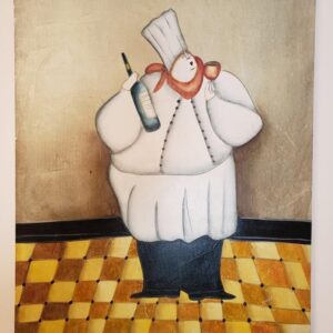 Handpainted 20 x 24 Inch Chef Tasting Wine Oil Painting on Canvas Wall Art in French Bistro and Kitchen Decor Style